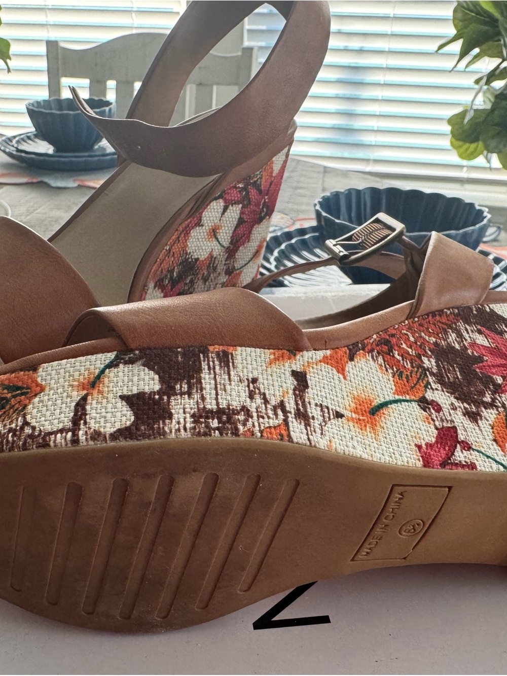 Nine West Brown Leather Ankle-Strap Platform Sandals - Picture 6 of 8